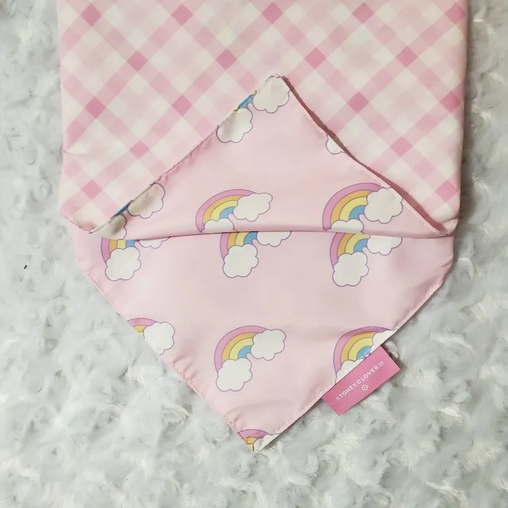 Stoney Clover Lane x Target light pink and white plaid reversible pet bandana